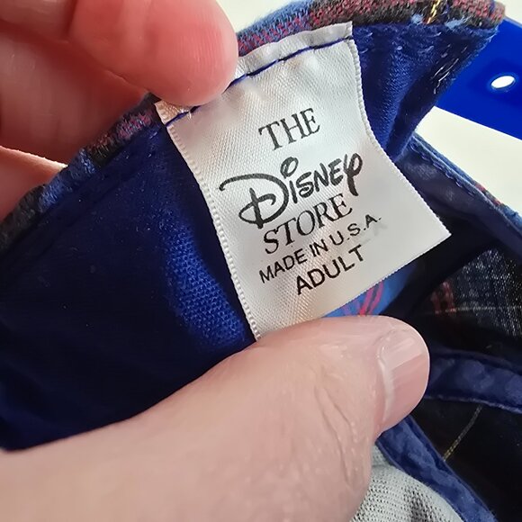 Vintage Mickey Mouse Hat Adult Blue Adjustable Snapback Plaid Made in USA Disney - Picture 10 of 10